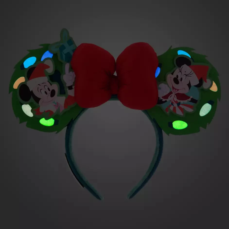Disney Mickey And Minnie Mouse Loungefly Glow-in-the-Dark Holiday Ear Headband For Adults 3 Disney Mickey And Minnie Mouse Loungefly Glow-in-the-Dark Holiday Ear Headband For Adults