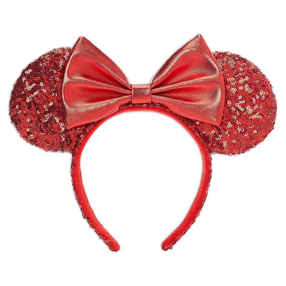 Disney Minnie Mouse Sequined Ear Headband For Adults – Red 3 Disney Minnie Mouse Sequined Ear Headband For Adults – Red