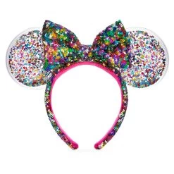 Disney Celebrate Rainbow Confetti Sequin Minnie Ear Headband