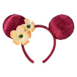 Minnie Mouse Ear Headband With Plumeria