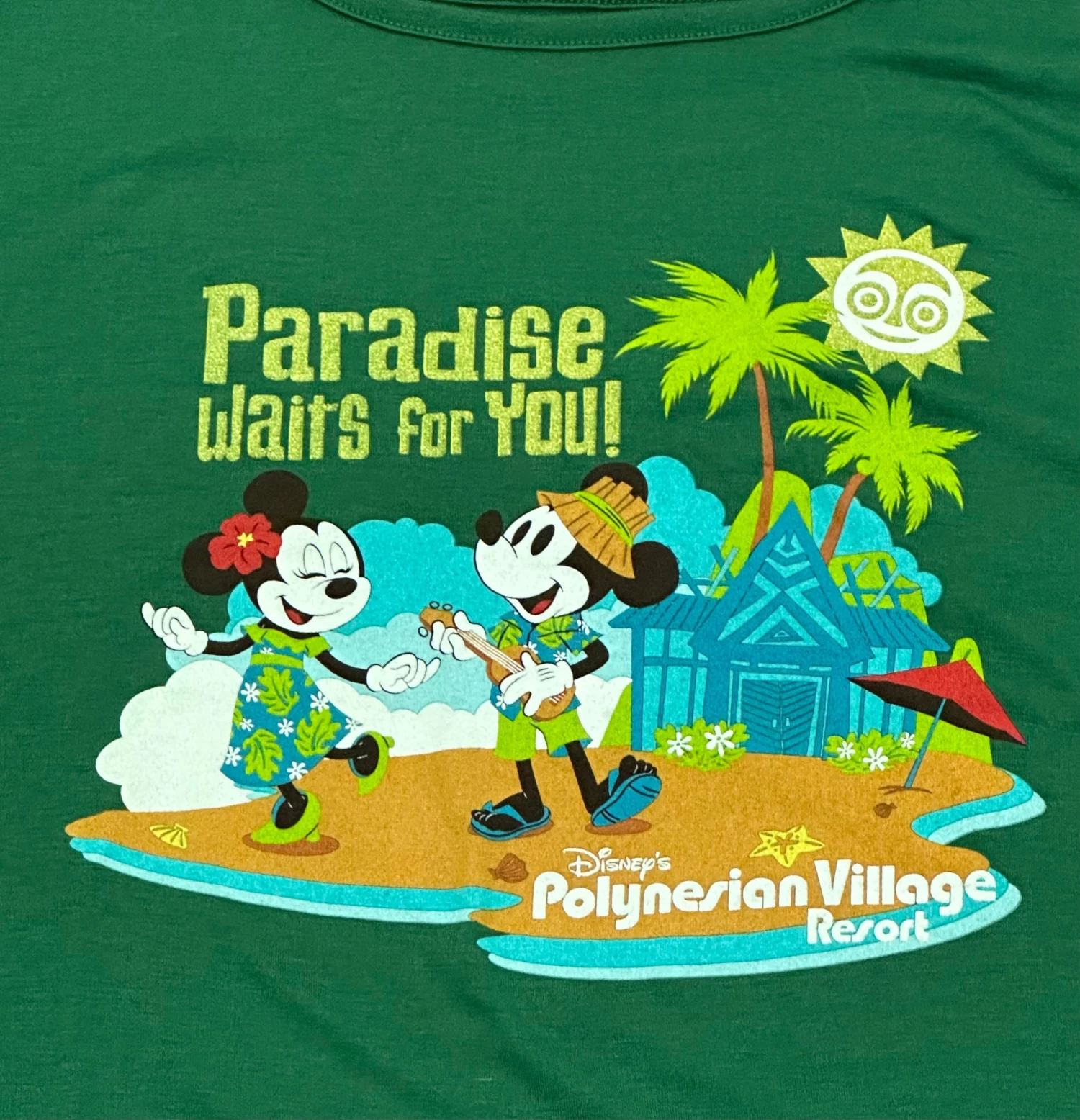 Disney Polynesian Village Resort Mickey & Minnie Glitter Ladies Shirt 4 Disney Polynesian Village Resort Mickey & Minnie Glitter Ladies Shirt - Image 2