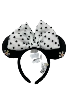 Disney Polka Dot Party Baublebar Black Velvet And Pearl Minnie Ear Headband