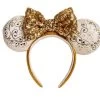 Disney World 50th Anniversary White & Gold Sequin Minnie Ear Headband