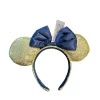 Disney World 50th Anniversary Gold Sequin Blue Satin Minnie Bow Ear Headband -Disney Magic Shop image b10399ea fb03 43a2 9e52 11b86b558e45