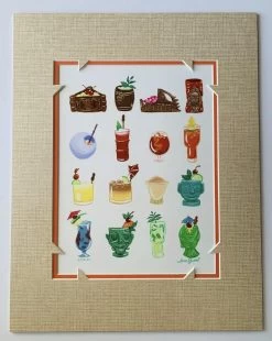 Disney ParksTrader Sam’s A Taste Of Tiki By Ann Shen 14”x 18” Matted Print