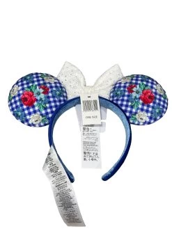 Disney Floral Cottage Blue Gingham Checkered Minnie Ear Headband With White Eyelet Bow -Disney Magic Shop image e1d19e65 f057 4a4f b8ca 62e29dc12aee