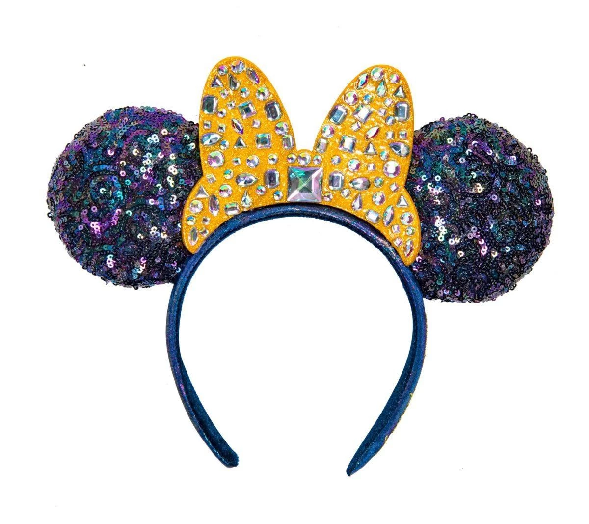 Disney World 50th Anniversary Iridescent Navy And Gold Minnie Ear Headband 3 Disney World 50th Anniversary Iridescent Navy And Gold Minnie Ear Headband